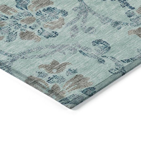 HomeRoots 9' Durable Floral Area Rug in Teal, Blue, Gray & Aqua for Indoor/Outdoor Elegance & Easy Care 9' X 12' 585674
