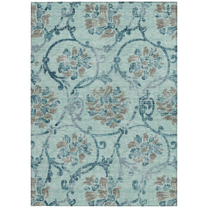 HomeRoots 9' Durable Floral Area Rug in Teal, Blue, Gray & Aqua for Indoor/Outdoor Elegance & Easy Care 9' X 12' 585674