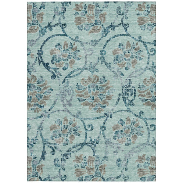 HomeRoots 9' Durable Floral Area Rug in Teal, Blue, Gray & Aqua for Indoor/Outdoor Elegance & Easy Care 9' X 12' 585674