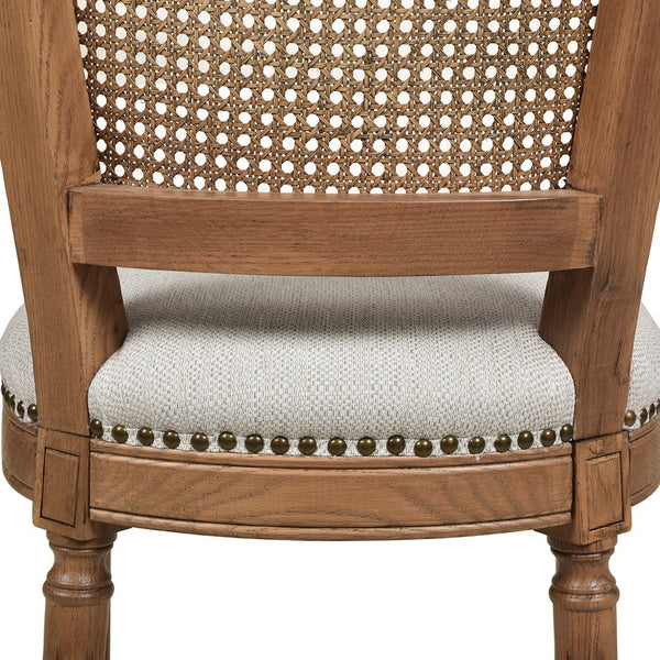 English Elm Jennifer Taylor Home - Triomphe Rattan Wicker High Back Armless Counter Stool — French Country Oak Frame, Upholstered Comfort White B2719P238385