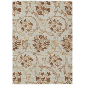 HomeRoots 5' Terra Cotta Copper Beige Floral Area Rug – Stylish Washable Design for Indoor or Outdoor Use 8' X 10' 585679