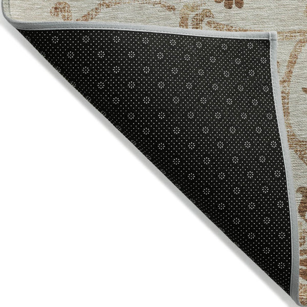 HomeRoots 5' Terra Cotta Copper Beige Floral Area Rug – Stylish Washable Design for Indoor or Outdoor Use 8' X 10' 585679