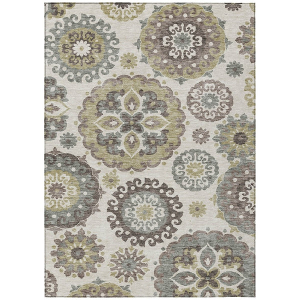 HomeRoots 5' Elegant Floral Medallion Area Rug – Durable, Washable, Indoor/Outdoor Design for Every Space 5' X 8' 585683