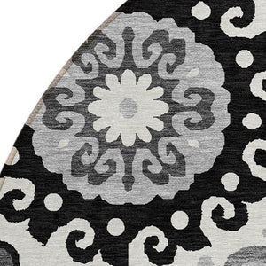 Homeroots 3' Beige Taupe And Brown Floral Medallion Rug - Washable Indoor Outdoor Area For Versatile Spaces 8' Round Polyester 585690