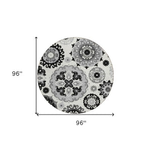 Homeroots 3' Beige Taupe And Brown Floral Medallion Rug - Washable Indoor Outdoor Area For Versatile Spaces 8' Round Polyester 585690