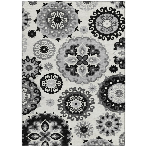 Homeroots 3' Beige Taupe And Brown Floral Medallion Rug - Washable Indoor Outdoor Area For Versatile Spaces 10' X 14' Polyester 585693