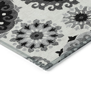 Homeroots 3' Beige Taupe And Brown Floral Medallion Rug - Washable Indoor Outdoor Area For Versatile Spaces 10' X 14' Polyester 585693
