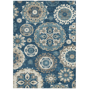 Homeroots 3' Beige Taupe And Brown Floral Medallion Rug - Washable Indoor Outdoor Area For Versatile Spaces 5' X 8' Polyester 585701