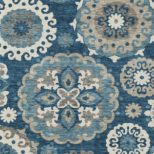 Homeroots 3' Beige Taupe And Brown Floral Medallion Rug - Washable Indoor Outdoor Area For Versatile Spaces 5' X 8' Polyester 585701