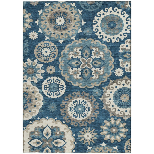 Homeroots 3' Beige Taupe And Brown Floral Medallion Rug - Washable Indoor Outdoor Area For Versatile Spaces 8' X 10' Polyester 585703