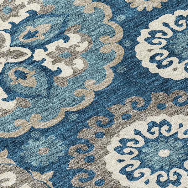 Homeroots 3' Beige Taupe And Brown Floral Medallion Rug - Washable Indoor Outdoor Area For Versatile Spaces 8' X 10' Polyester 585703