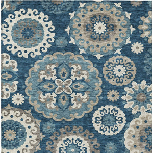Homeroots 3' Beige Taupe And Brown Floral Medallion Rug - Washable Indoor Outdoor Area For Versatile Spaces 9' X 12' Polyester 585704