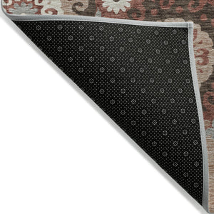 Homeroots 3' Beige Taupe And Brown Floral Medallion Rug - Washable Indoor Outdoor Area For Versatile Spaces 9' X 12' Polyester 585716