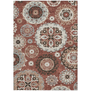 Homeroots 3' Beige Taupe And Brown Floral Medallion Rug - Washable Indoor Outdoor Area For Versatile Spaces 9' X 12' Polyester 585716