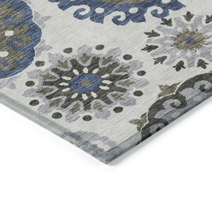 Homeroots 3' Beige Taupe And Brown Floral Medallion Rug - Washable Indoor Outdoor Area For Versatile Spaces 3' X 5' Polyester 585718