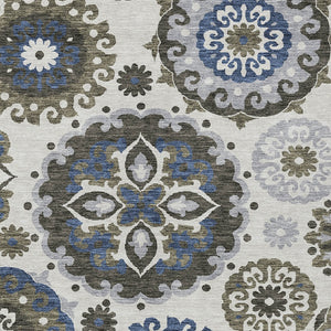 Homeroots 3' Beige Taupe And Brown Floral Medallion Rug - Washable Indoor Outdoor Area For Versatile Spaces 3' X 5' Polyester 585718