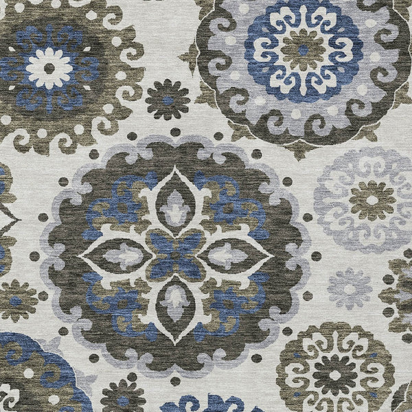 Homeroots 3' Beige Taupe And Brown Floral Medallion Rug - Washable Indoor Outdoor Area For Versatile Spaces 3' X 5' Polyester 585718