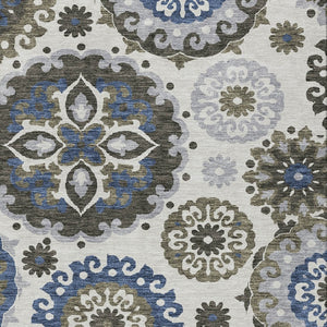 Homeroots 3' Beige Taupe And Brown Floral Medallion Rug - Washable Indoor Outdoor Area For Versatile Spaces 5' X 8' Polyester 585719