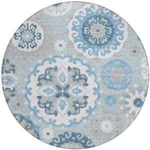 Homeroots 3' Beige Taupe And Brown Floral Medallion Rug - Washable Indoor Outdoor Area For Versatile Spaces 8' Round Polyester 585726