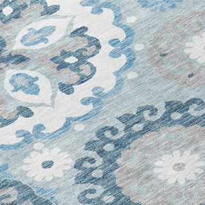 Homeroots 3' Beige Taupe And Brown Floral Medallion Rug - Washable Indoor Outdoor Area For Versatile Spaces 8' Round Polyester 585726