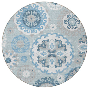 Homeroots 3' Beige Taupe And Brown Floral Medallion Rug - Washable Indoor Outdoor Area For Versatile Spaces 8' Round Polyester 585726