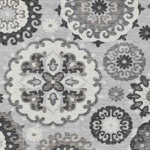Homeroots 3' Beige Taupe And Brown Floral Medallion Rug - Washable Indoor Outdoor Area For Versatile Spaces 3' X 5' Polyester 585730