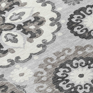 Homeroots 3' Beige Taupe And Brown Floral Medallion Rug - Washable Indoor Outdoor Area For Versatile Spaces 8' Round Polyester 585732