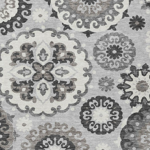 Homeroots 3' Beige Taupe And Brown Floral Medallion Rug - Washable Indoor Outdoor Area For Versatile Spaces 8' X 10' Polyester 585733