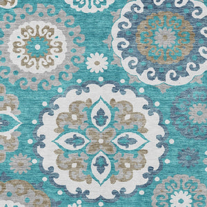 Homeroots 3' Beige Taupe And Brown Floral Medallion Rug - Washable Indoor Outdoor Area For Versatile Spaces 3' X 5' Polyester 585736