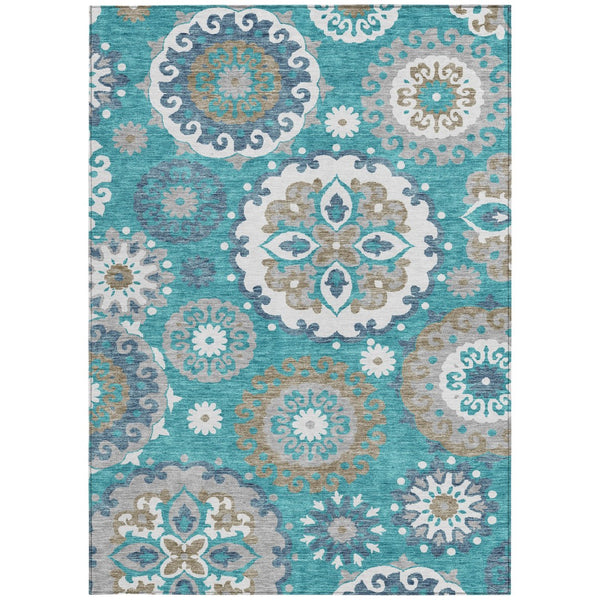 Homeroots 3' Beige Taupe And Brown Floral Medallion Rug - Washable Indoor Outdoor Area For Versatile Spaces 9' X 12' Polyester 585740