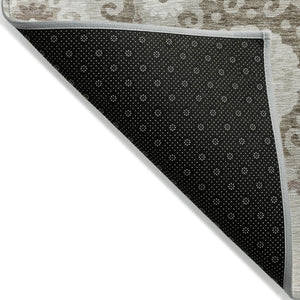 Homeroots 3' Beige Taupe And Brown Floral Medallion Rug - Washable Indoor Outdoor Area For Versatile Spaces 5' X 8' Polyester 585743