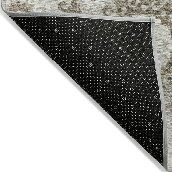 Homeroots 3' Beige Taupe And Brown Floral Medallion Rug - Washable Indoor Outdoor Area For Versatile Spaces 9' X 12' Polyester 585746