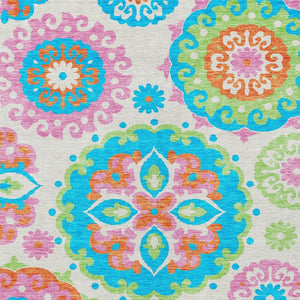 Homeroots 3' Beige Taupe And Brown Floral Medallion Rug - Washable Indoor Outdoor Area For Versatile Spaces 5' X 8' Polyester 585749