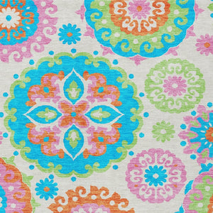 Homeroots 3' Beige Taupe And Brown Floral Medallion Rug - Washable Indoor Outdoor Area For Versatile Spaces 9' X 12' Polyester 585752