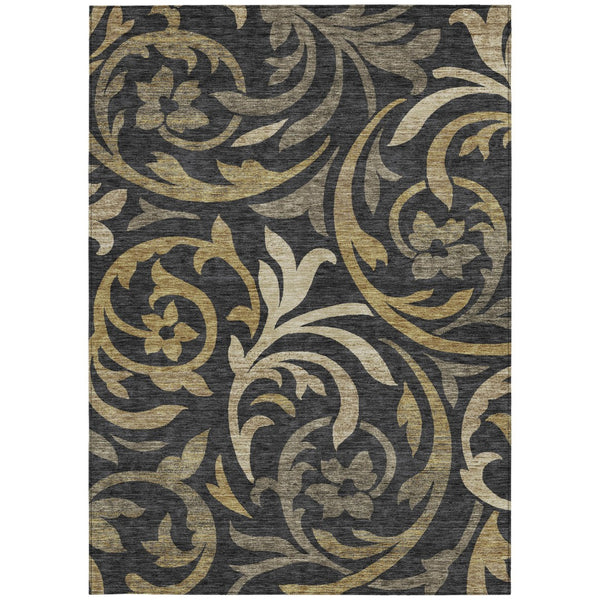 Homeroots 3' Beige Taupe And Copper Floral Area Rug - Durable, Washable Design For Indoor And Outdoor Spaces 3' X 5' Polyester 585760