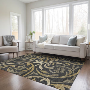 Homeroots 3' Beige Taupe And Copper Floral Area Rug - Durable, Washable Design For Indoor And Outdoor Spaces 3' X 5' Polyester 585760