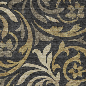 Homeroots 3' Beige Taupe And Copper Floral Area Rug - Durable, Washable Design For Indoor And Outdoor Spaces 5' X 8' Polyester 585761
