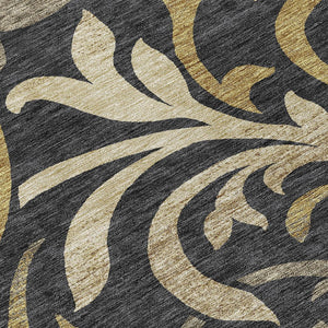 Homeroots 3' Beige Taupe And Copper Floral Area Rug - Durable, Washable Design For Indoor And Outdoor Spaces 8' Round Polyester 585762