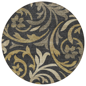 Homeroots 3' Beige Taupe And Copper Floral Area Rug - Durable, Washable Design For Indoor And Outdoor Spaces 8' Round Polyester 585762