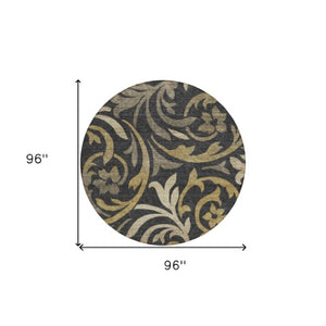 Homeroots 3' Beige Taupe And Copper Floral Area Rug - Durable, Washable Design For Indoor And Outdoor Spaces 8' Round Polyester 585762