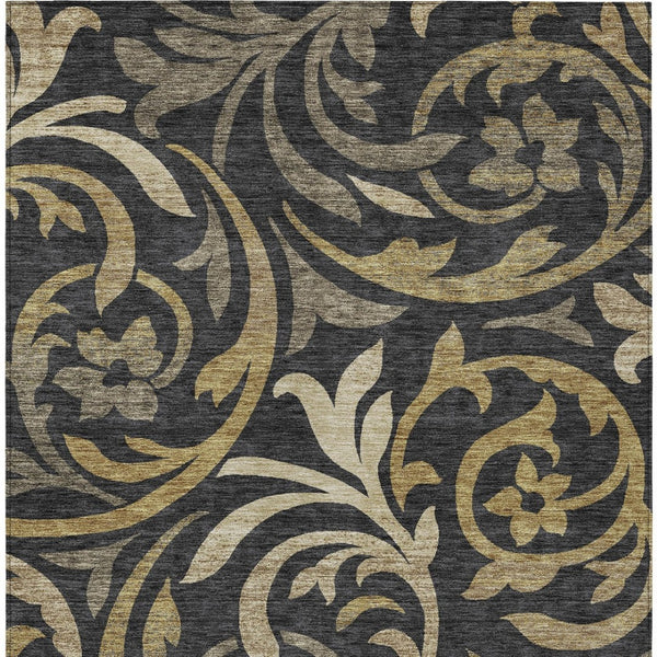 Homeroots 3' Beige Taupe And Copper Floral Area Rug - Durable, Washable Design For Indoor And Outdoor Spaces 8' X 10' Polyester 585763