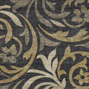 Homeroots 3' Beige Taupe And Copper Floral Area Rug - Durable, Washable Design For Indoor And Outdoor Spaces 8' X 10' Polyester 585763