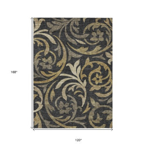 Homeroots 3' Beige Taupe And Copper Floral Area Rug - Durable, Washable Design For Indoor And Outdoor Spaces 10' X 14' Polyester 585765