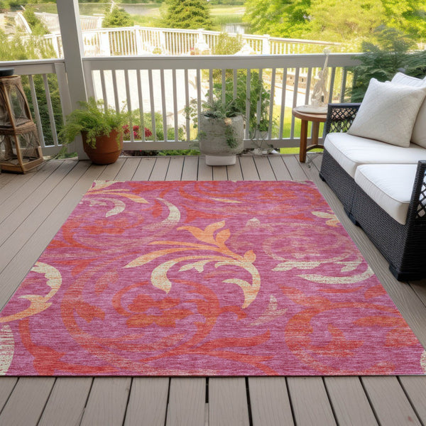 Homeroots 3' Beige Taupe And Copper Floral Area Rug - Durable, Washable Design For Indoor And Outdoor Spaces 3' X 5' Polyester 585766