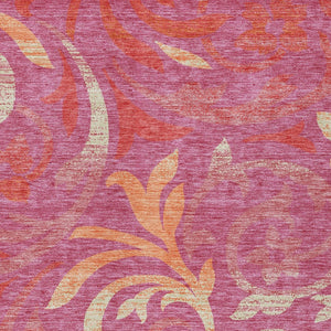 Homeroots 3' Beige Taupe And Copper Floral Area Rug - Durable, Washable Design For Indoor And Outdoor Spaces 3' X 5' Polyester 585766