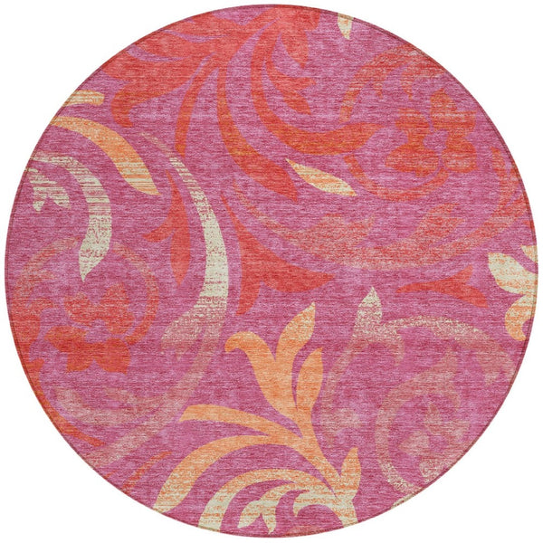 Homeroots 3' Beige Taupe And Copper Floral Area Rug - Durable, Washable Design For Indoor And Outdoor Spaces 8' Round Polyester 585768