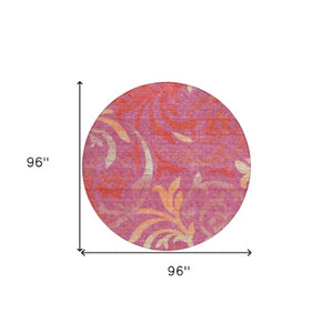 Homeroots 3' Beige Taupe And Copper Floral Area Rug - Durable, Washable Design For Indoor And Outdoor Spaces 8' Round Polyester 585768