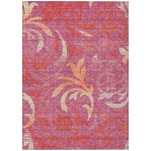 HomeRoots 9' Floral Washable Area Rug - Blush Orange and Ivory Design for Indoor & Outdoor Spaces, Easy Care 9' X 12' 585770
