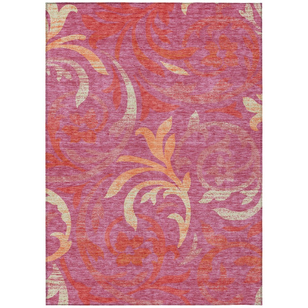 HomeRoots 9' Floral Washable Area Rug - Blush Orange and Ivory Design for Indoor & Outdoor Spaces, Easy Care 9' X 12' 585770