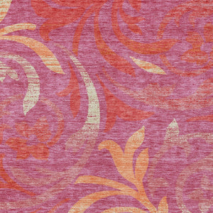 Homeroots 3' Beige Taupe And Copper Floral Area Rug - Durable, Washable Design For Indoor And Outdoor Spaces 9' X 12' Polyester 585770